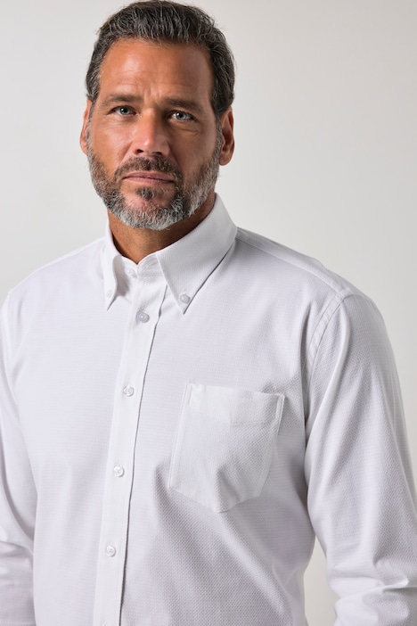 Hemd, Langarm, Modern Fit, Struktur, Buttondown-Kragen, bis 8 XL