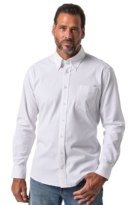 Košile, dlouhé rukávy, moderní střih, struktura, límec na knoflíky, do velikosti 8XL