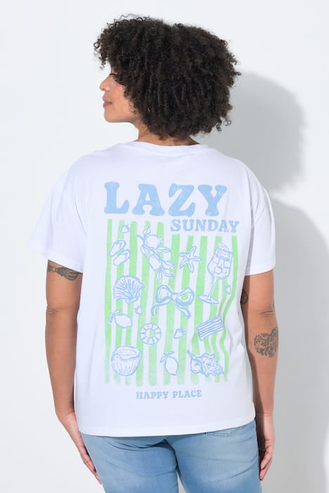 T-shirt, boxy pasvorm, grote print op de rug