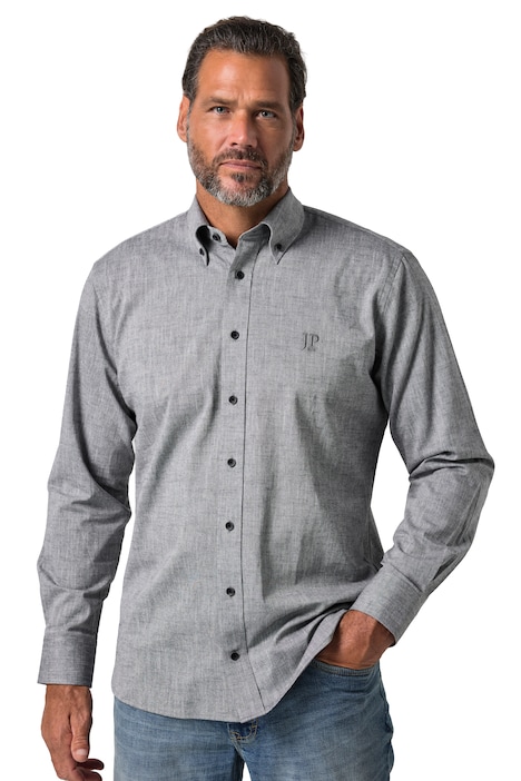 Košile, dlouhé rukávy, moderní střih, chambray, přehnutý límeček na knoflíky, do vel. 8XL