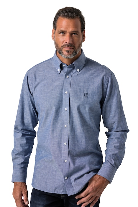 Košile, dlouhé rukávy, moderní střih, chambray, přehnutý límeček na knoflíky, do vel. 8XL