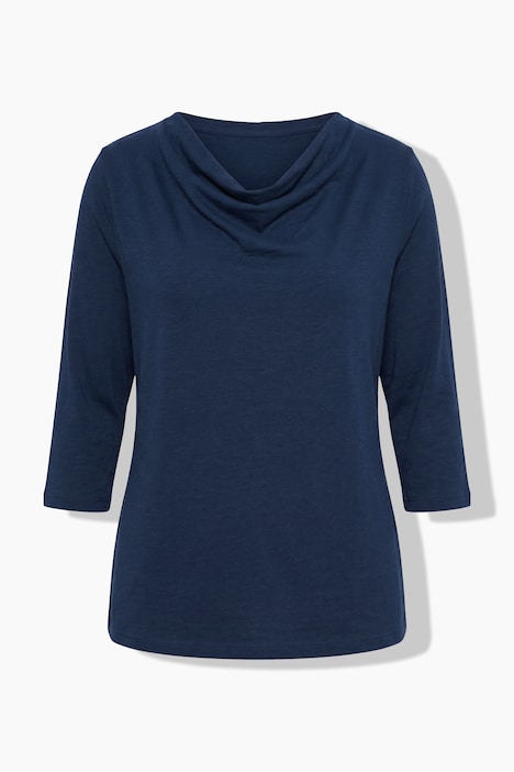 Shirt, Wasserfall-Ausschnitt, 3/4-Arm, Biobaumwolle