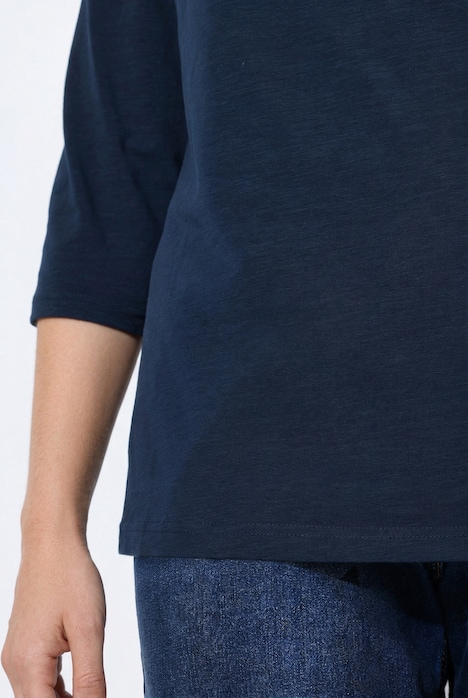 Shirt, Wasserfall-Ausschnitt, 3/4-Arm, Biobaumwolle