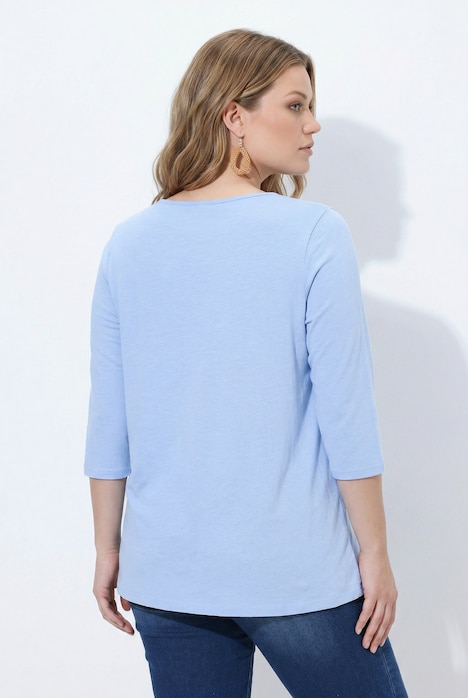 Shirt, Wasserfall-Ausschnitt, 3/4-Arm, Biobaumwolle