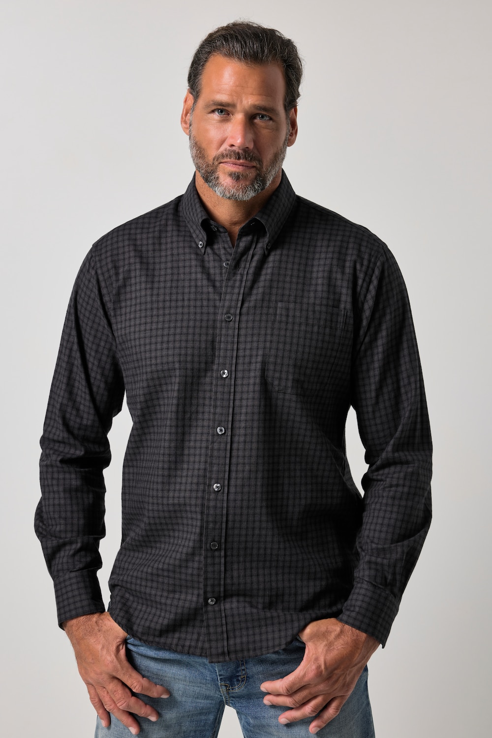 Karohemd, Langarm, Modern Fit, Flanell, Buttondown-Kragen, bis 8 XL