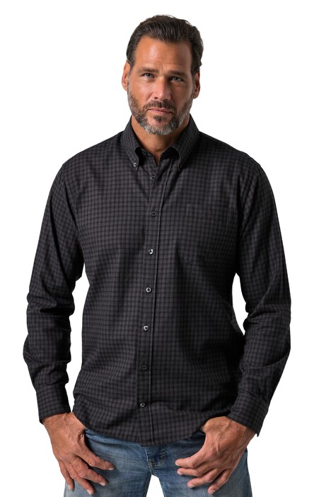 Kostkovaná košile, dlouhé rukávy, moderní střih, flanel, límeček na knoflíky, do vel. 8XL