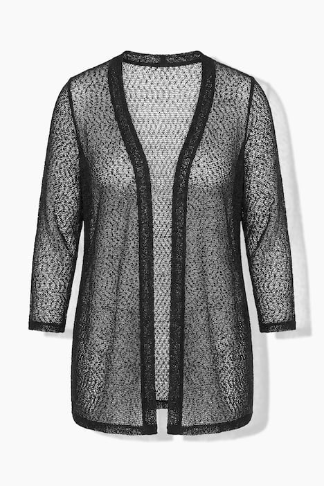 Strickjacke, Straight Fit, Lochmuster-Strick, offen