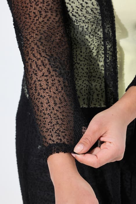 Strickjacke, Straight Fit, Lochmuster-Strick, offen