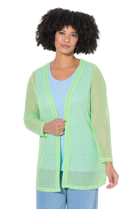 Kardigan, rovný střih, dírkovaný úplet, otevřený