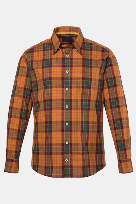 Chemise à carreaux, manches longues et col à pointes boutonnées (boutons dissimulés), coupe Modern Fit - jusqu'au 8 XL