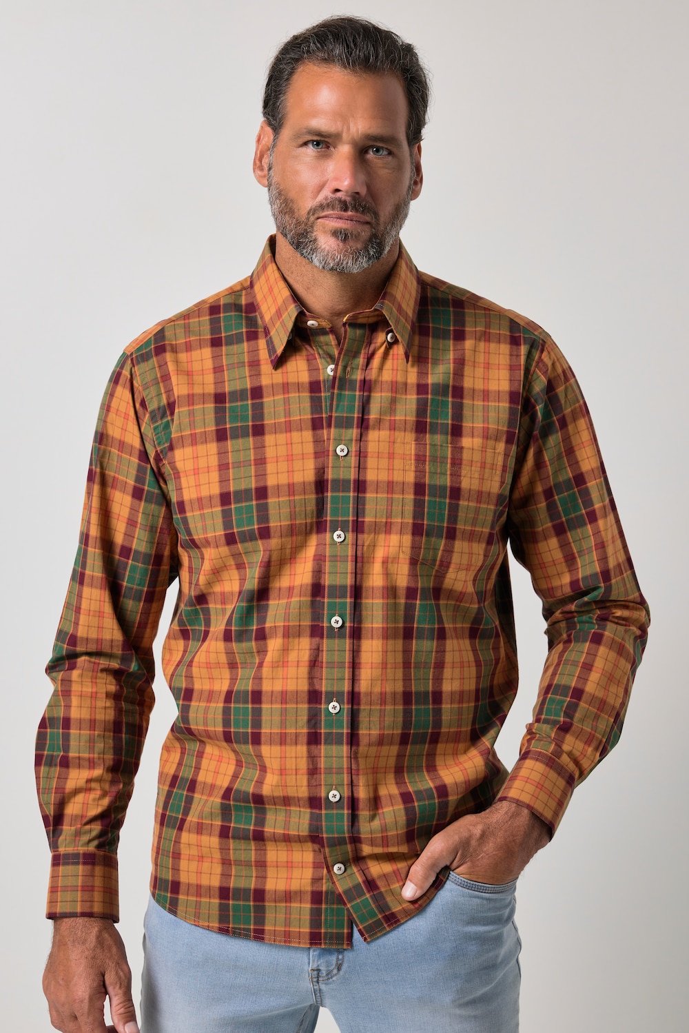 Karohemd, Langarm, Modern Fit, verdeckter Buttondown-Kragen, bis 8 XL