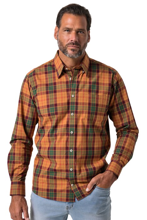 Kostkovaná košile, dlouhé rukávy, moderní střih, přehnutý košilový límec s knoflíky, do vel. 8XL