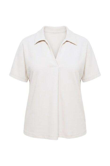 T-Shirt, Ziersteinborte, Oversized, Hemdkragen, Halbarm