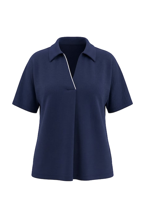 T-Shirt, Ziersteinborte, Oversized, Hemdkragen, Halbarm