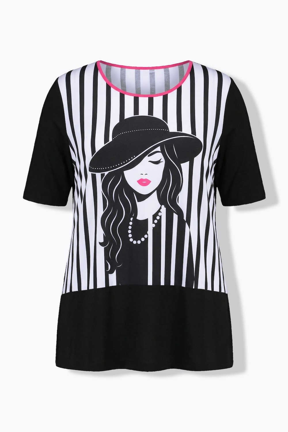 Stora storlekar T-shirt, Dam, svart, storlek: 48, Mia Moda