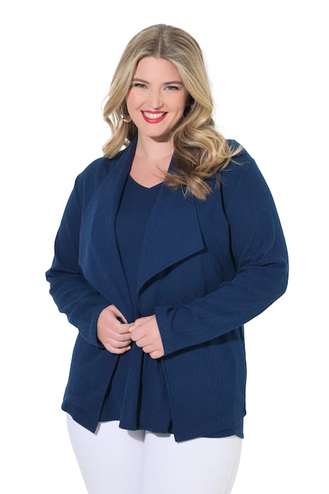 Žerzejová bunda, otevřený střih, límec s pikovým výstřihem