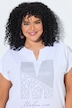T-shirt, siersteentjes, oversized, tuniekhals, korte mouw