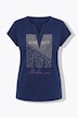 T-shirt, siersteentjes, oversized, tuniekhals, korte mouw