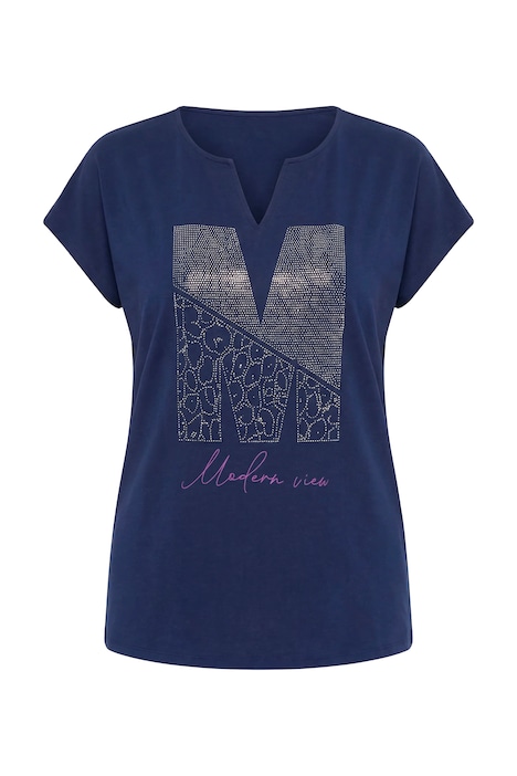 T-Shirt, Ziersteine, Oversized, Tunika-Ausschnitt, Halbarm