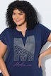 T-shirt, siersteentjes, oversized, tuniekhals, korte mouw