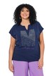 T-Shirt, Ziersteine, Oversized, Tunika-Ausschnitt, Halbarm