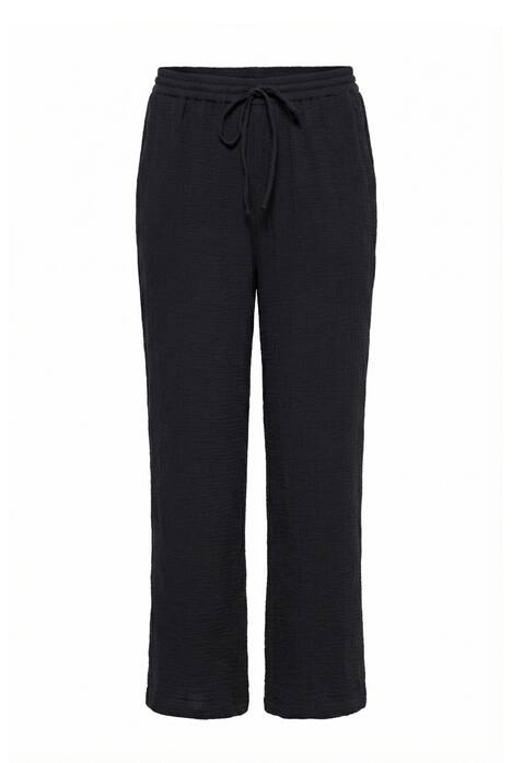 Mušelínové kalhoty, široké, rovné nohavice, elastický pas