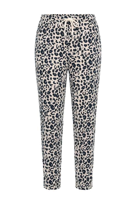 Tepláky, pohodlný volný střih, leopardí vzor, ozdobné švy