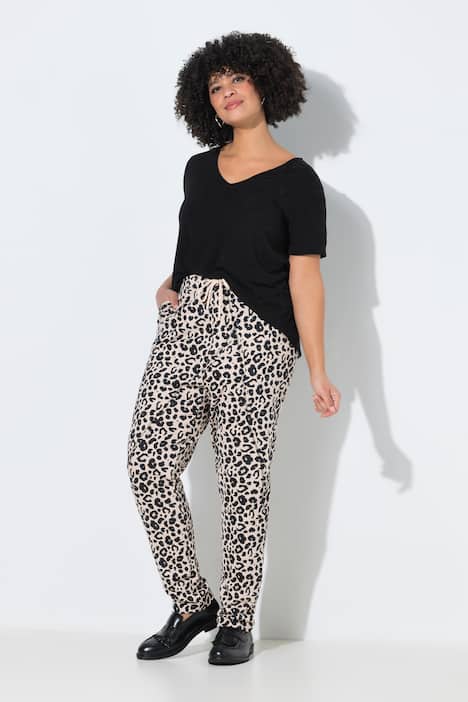 Sweatpants, comfortabele pasvorm, leomotief, siernaden