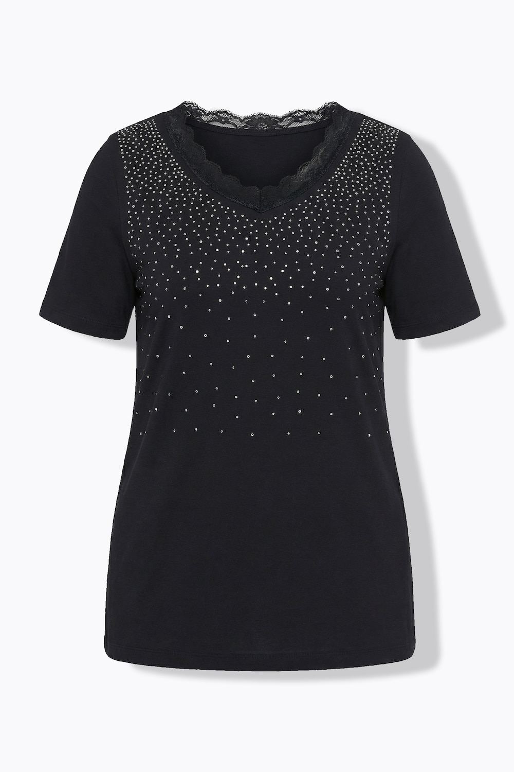 Stora storlekar T-shirt, Dam, svart, storlek: 44, Bomull, Mia Moda