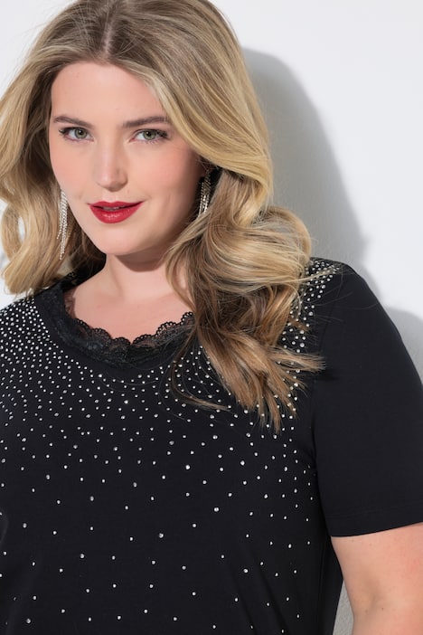 T-shirt, comfortabele pasvorm, verlopende glittersteentjes