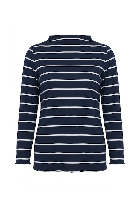 Shirt, Rippjersey, Stehkragen, Langarm, Biobaumwolle