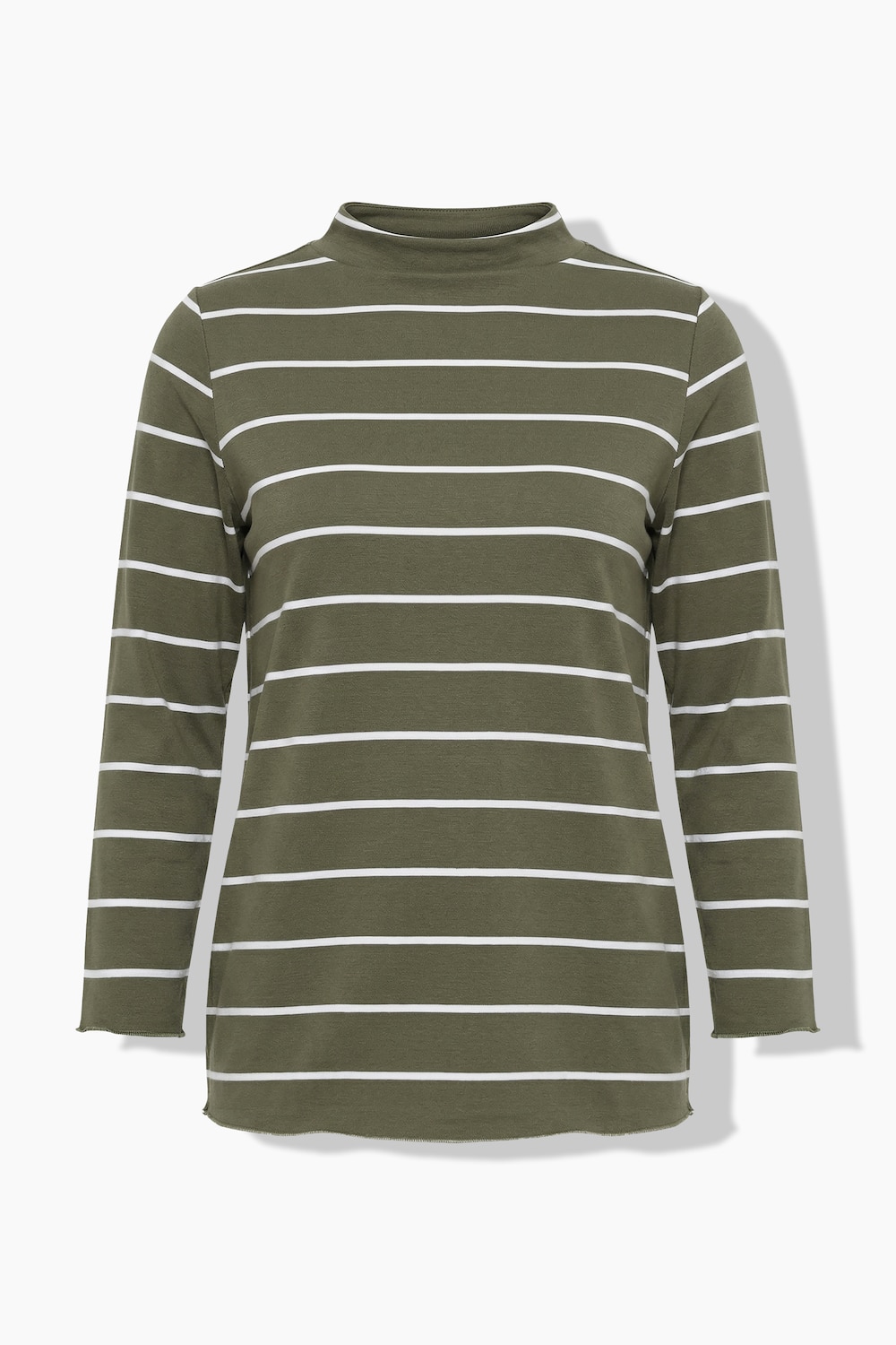 Shirt, Rippjersey, Stehkragen, Langarm, Biobaumwolle