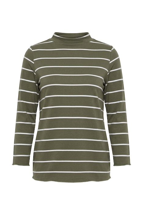 Shirt, Rippjersey, Stehkragen, Langarm, Biobaumwolle