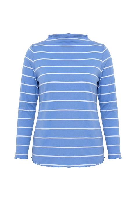 Shirt, Rippjersey, Stehkragen, Langarm, Biobaumwolle