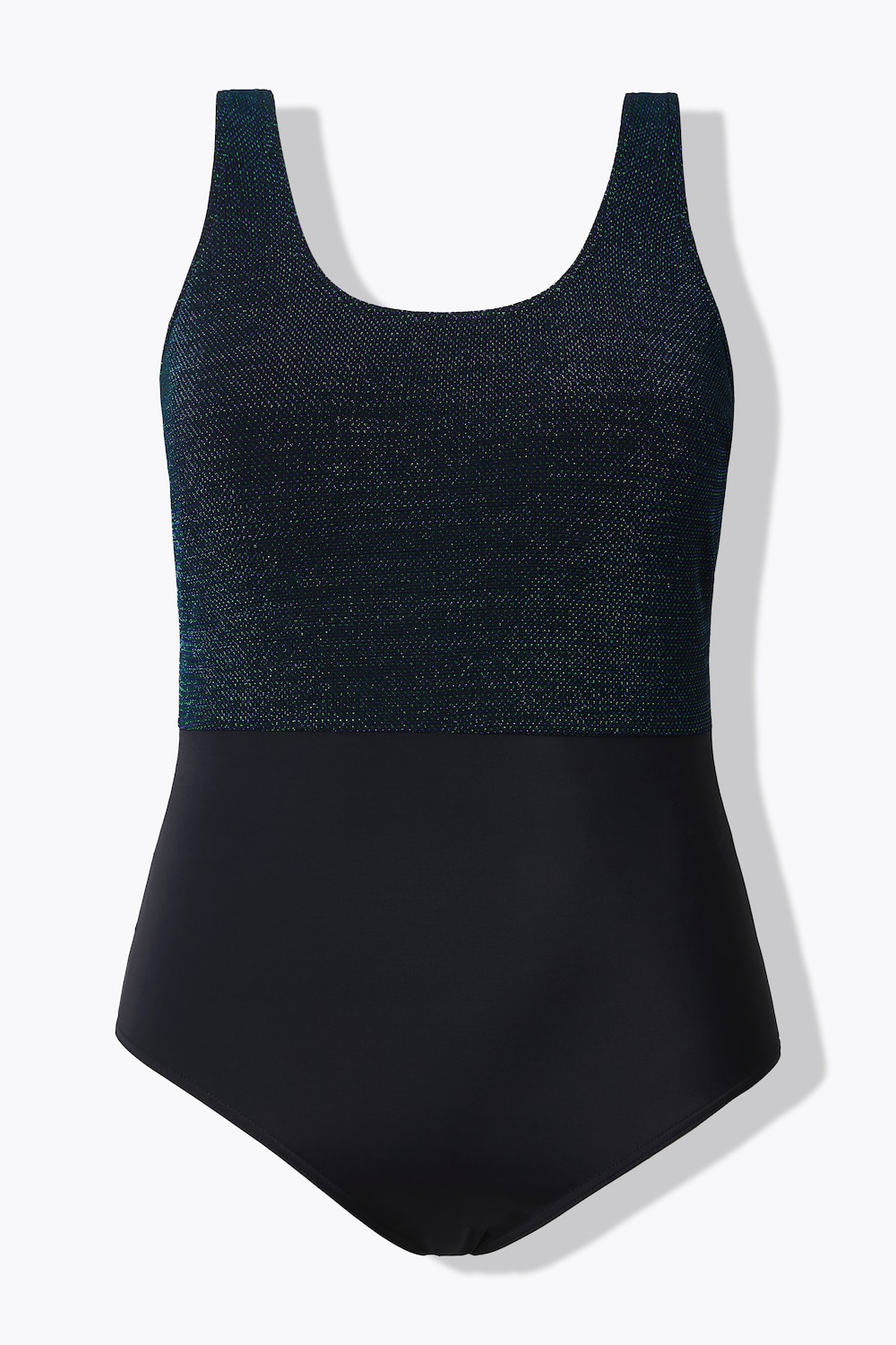 Stora storlekar Baddräkt med mjuka kupor och glittereffekt, Dam, svart, storlek: 46, Polyester/Syntetfibrer/Elastan, Studio Untold