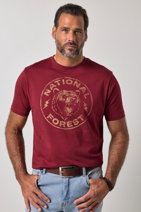 T-shirt, halve mouw, print op de borst, tot 8XL