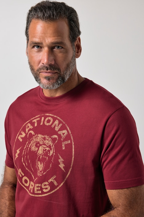 T-shirt, halve mouw, print op de borst, tot 8XL