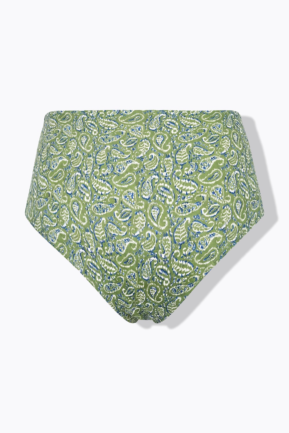 Stora storlekar Bikinitrosa med paisleymönster och hög midja, Dam, grön, storlek: 52, Polyester/Syntetfibrer/Elastan, Studio Untold