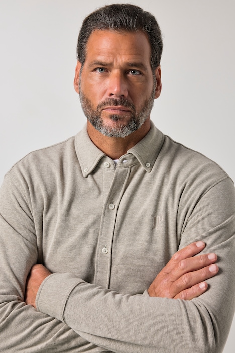 Piqué-Hemd, Langarm, Modern Fit, Buttondown-Kragen, bis 8 XL