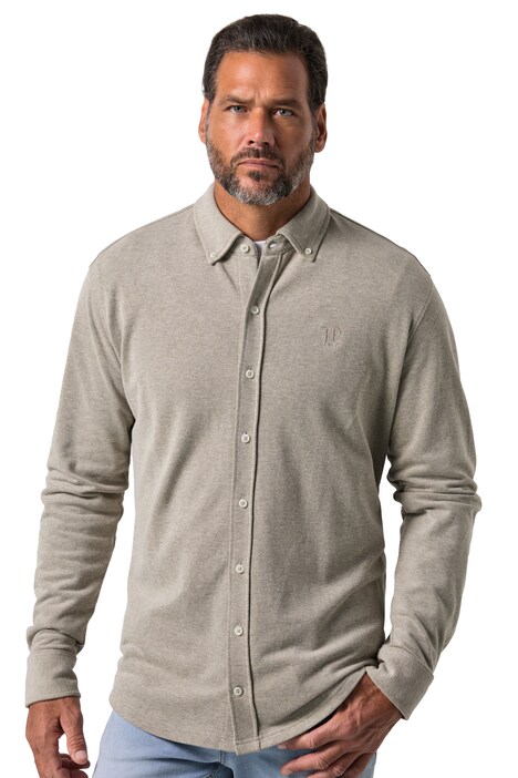 Piké košile, dlouhé rukávy, moderní střih, košilový límeček s knoflíky, do vel. 8XL