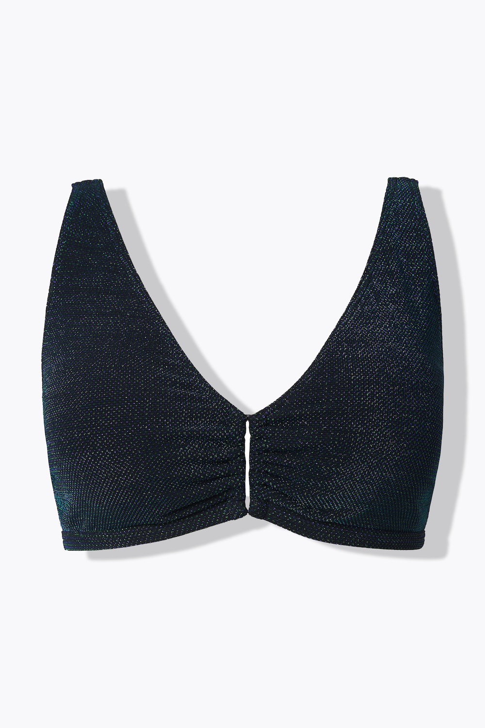 Stora storlekar Bikiniöverdel med glittereffekt, Dam, svart, storlek: 46, Polyester/Syntetfibrer/Elastan, Studio Untold