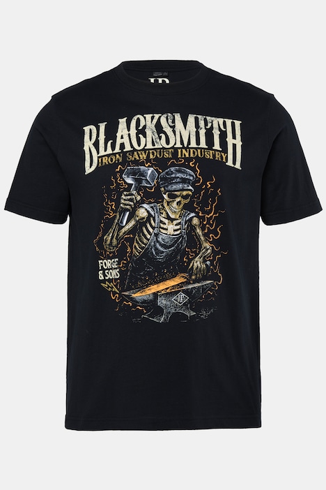 T-shirt, halve mouw, print op de borst, tot 8XL