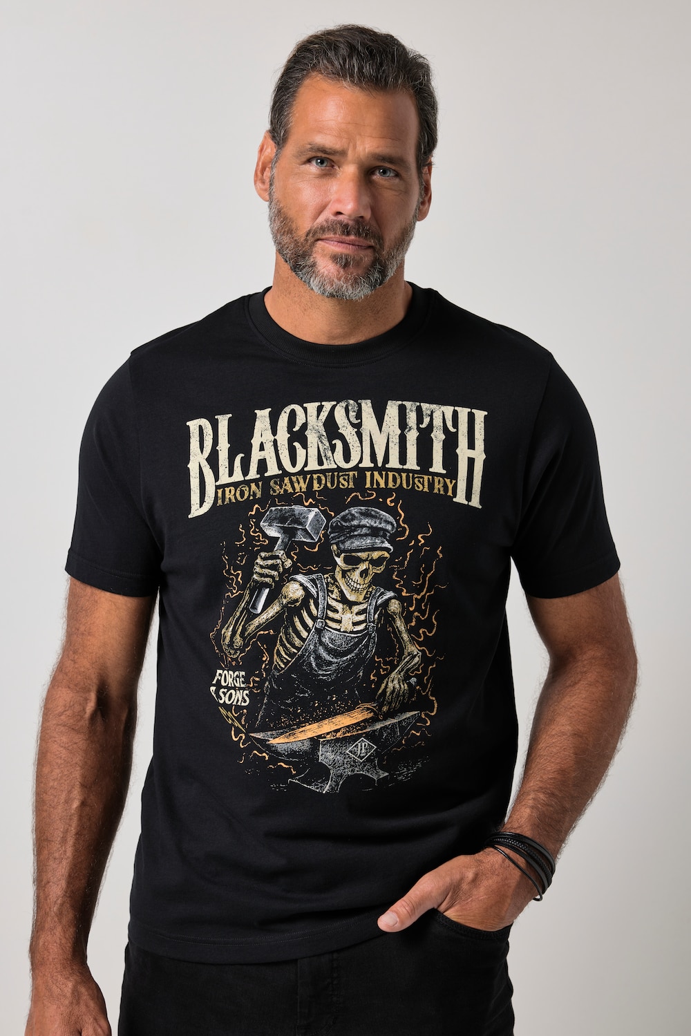 T-shirt, halve mouw, print op de borst, tot 8XL