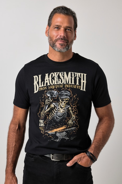 T-shirt, halve mouw, print op de borst, tot 8XL