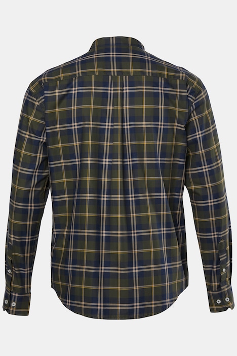 Chemise à carreaux, manches longues et petit col à pointes boutonnées, coupe Modern Fit - jusqu'au 8 XL