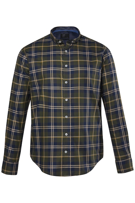 Kostkovaná košile, dlouhé rukávy, moderní střih, mini límeček na knoflíky, do velikosti 8XL