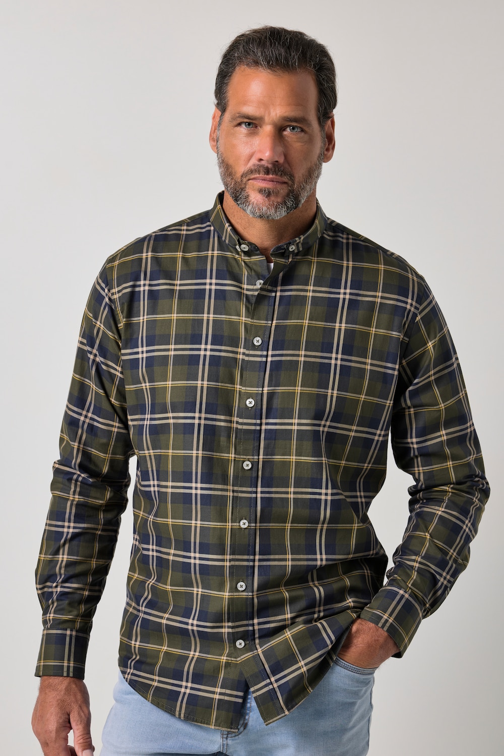 Karohemd, Langarm, Modern Fit, Mini Buttondown-Kragen, bis 8 XL