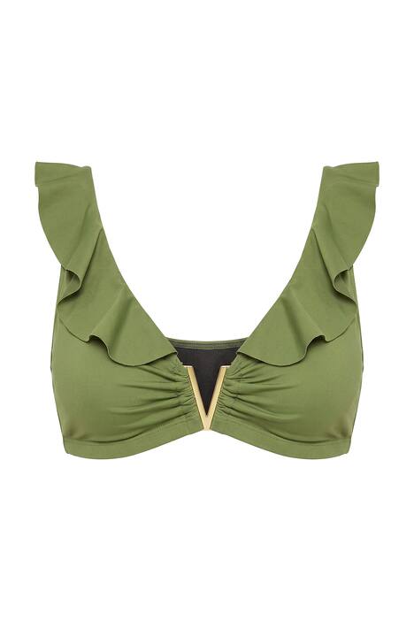 Horní díl bikin, potisk, měkké koše, kovová spona ve tvaru V