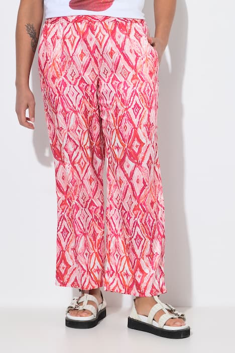 Hose, gerades Bein, Satin, Alloverdruck