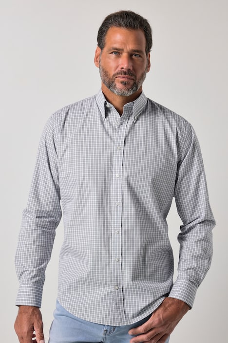 Koszula w kratę, długi rękaw, modny krój, kołnierzyk z przypinanymi rogami, do rozm. 8 XL